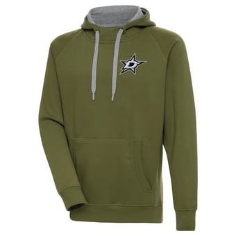 Men's Antigua Olive Dallas Stars Victory Pullover Hoodie