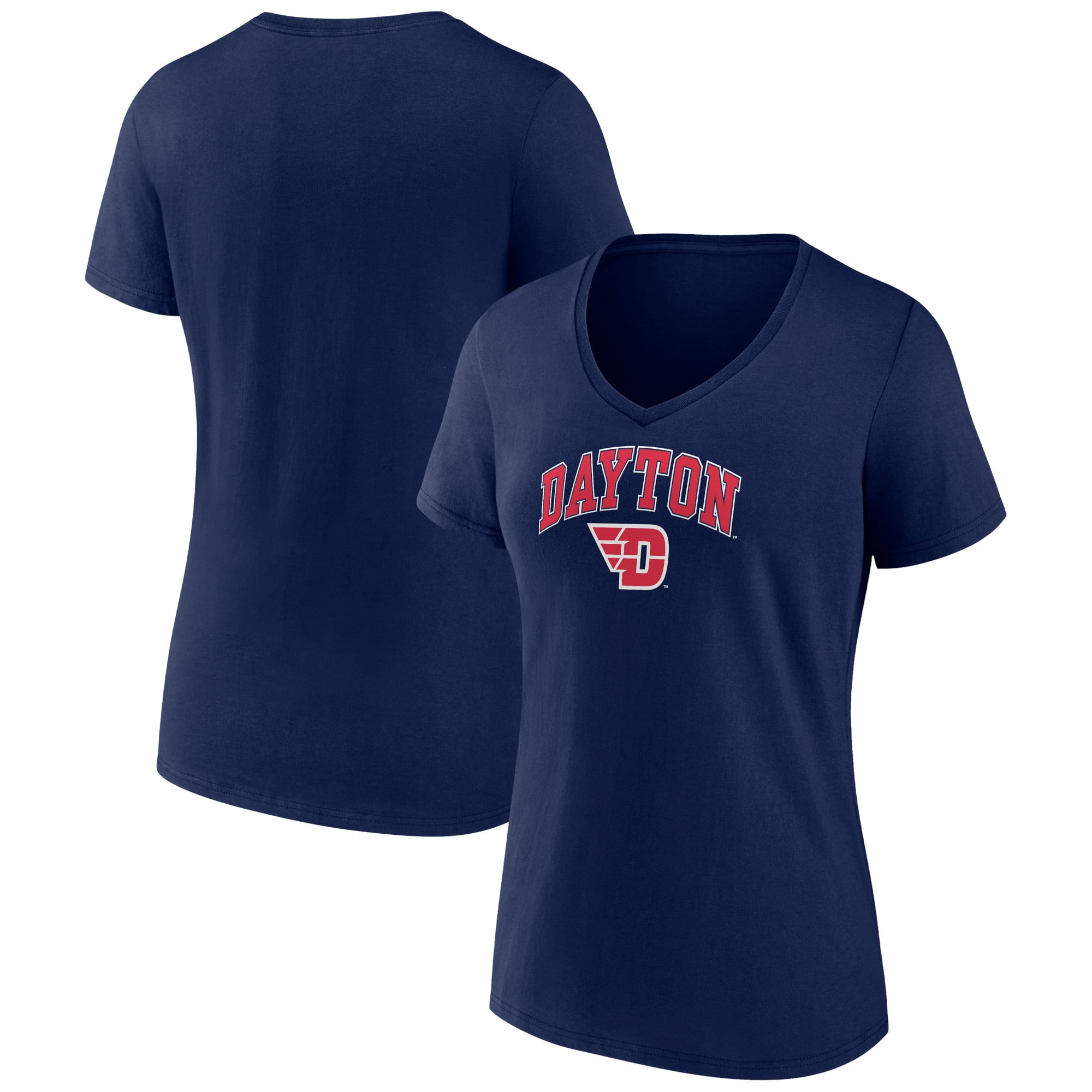 Women's Navy Dayton Flyers Campus V-Neck T-Shirt