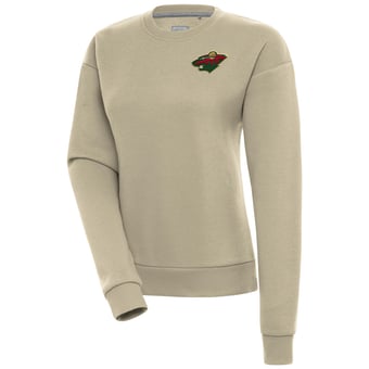 Women's Antigua Khaki Minnesota Wild Victory Pullover Sweatshirt