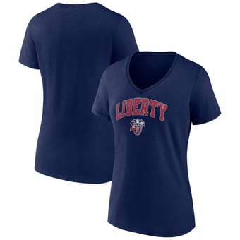 Women's Navy Liberty Flames Campus V-Neck T-Shirt