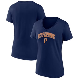 Women's Navy Pepperdine Waves Campus V-Neck T-Shirt