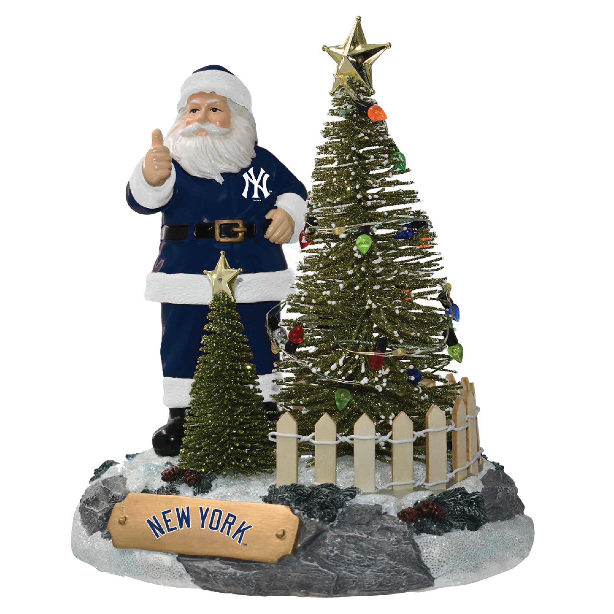 The Memory Company New York Yankees Santa Figurine with LED Tree