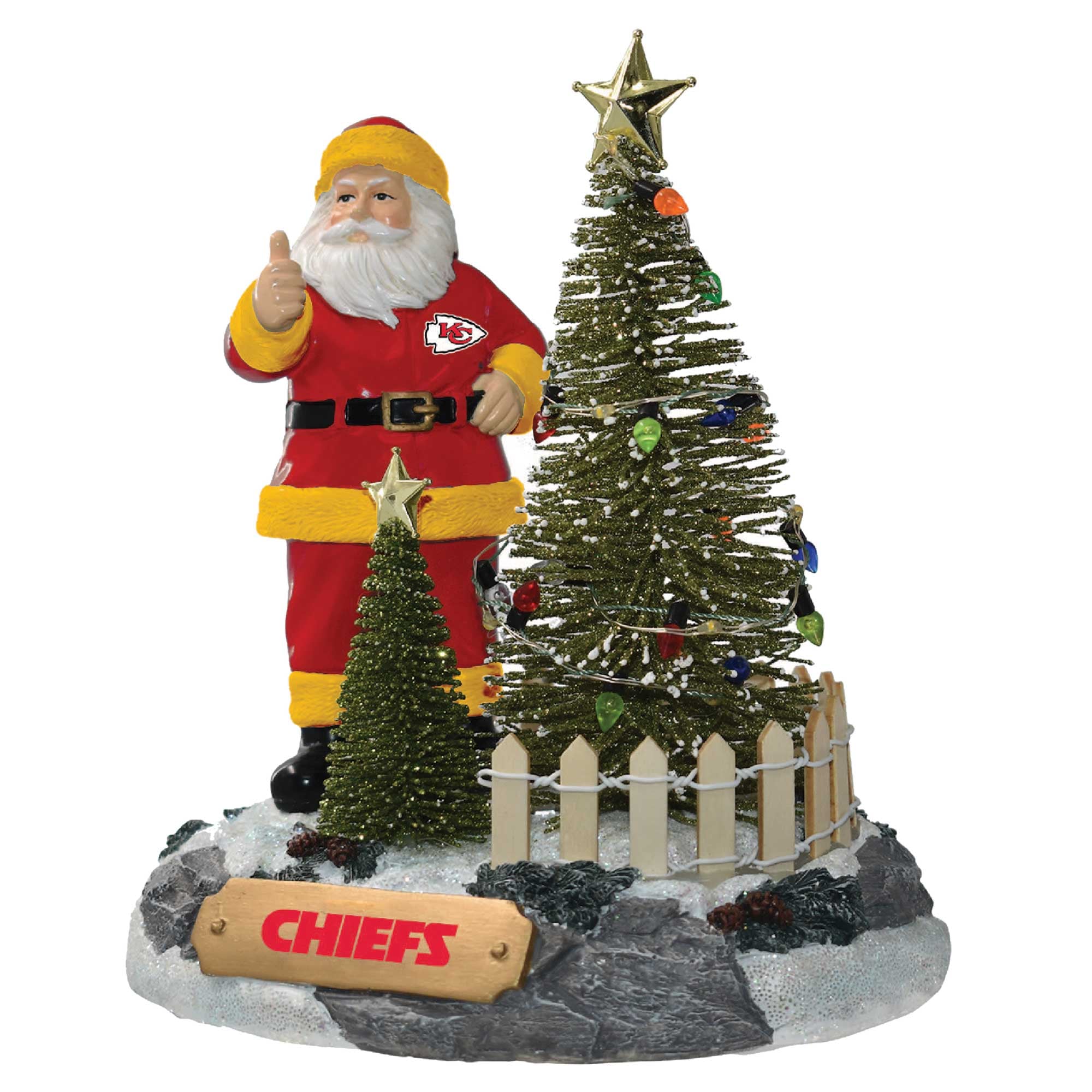 The Memory Company Kansas City Chiefs Santa Figurine with LED Tree