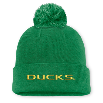 Men's Nike  Green Oregon Ducks Peak Cuffed Knit Hat With Pom