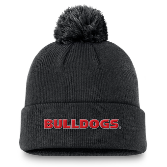 Men's Nike  Black Georgia Bulldogs Peak Cuffed Knit Hat With Pom