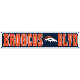 Denver Broncos 4" x 18" Team Boulevard Metal Sign