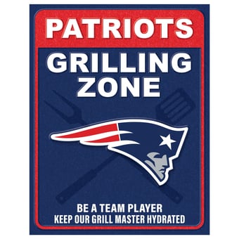 New England Patriots 13" x 20" Grill Zone Metal Sign