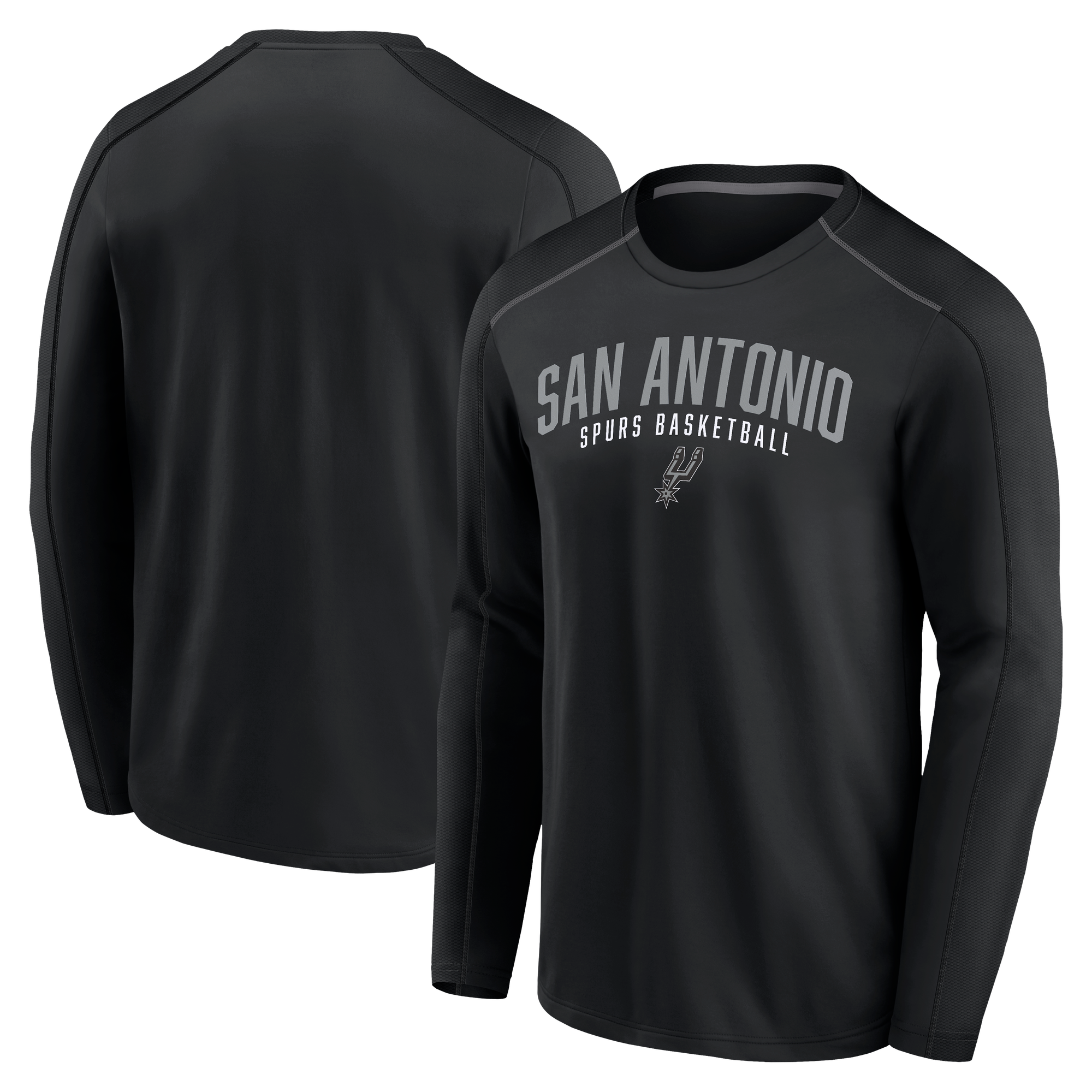 Men's Fanatics Black San Antonio Spurs Shooters Roll Fundamentals Raglan Long Sleeve T-Shirt