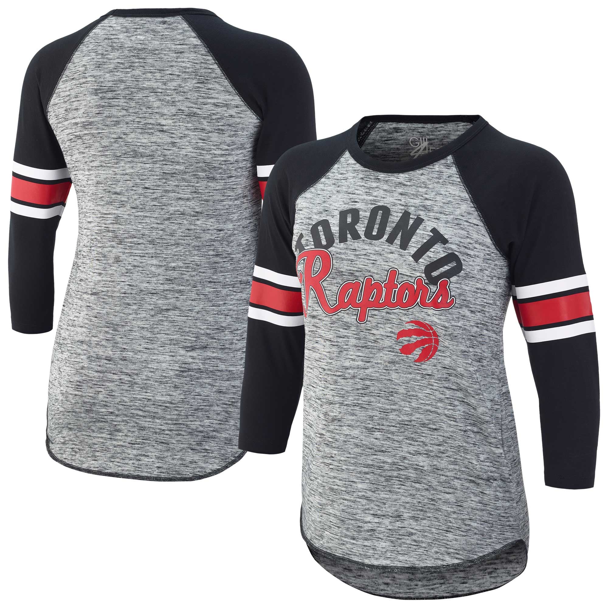 Women's G-III 4Her by Carl Banks Black Toronto Raptors Recover 3/4-Sleeve Raglan T-Shirt