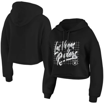 Women's WEAR by Erin Andrews Black Las Vegas Raiders Domestic Cropped Pullover Hoodie