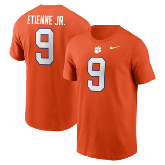 Men's Nike Travis Etienne Jr Orange Clemson Tigers Name & Number T-Shirt