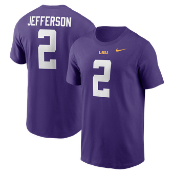 Men's Nike Justin Jefferson Purple LSU Tigers Name & Number T-Shirt