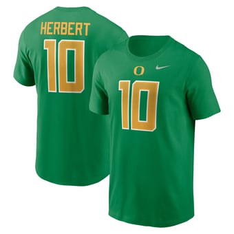 Men's Nike Justin Herbert Green Oregon Ducks Name & Number T-Shirt