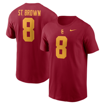 Men's Nike Amon-Ra St. Brown Cardinal USC Trojans Name & Number T-Shirt