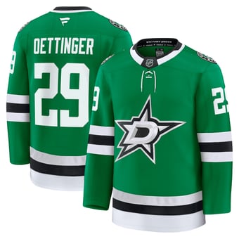 Men's Fanatics Jake Oettinger Kelly Green Dallas Stars Home Premium Jersey