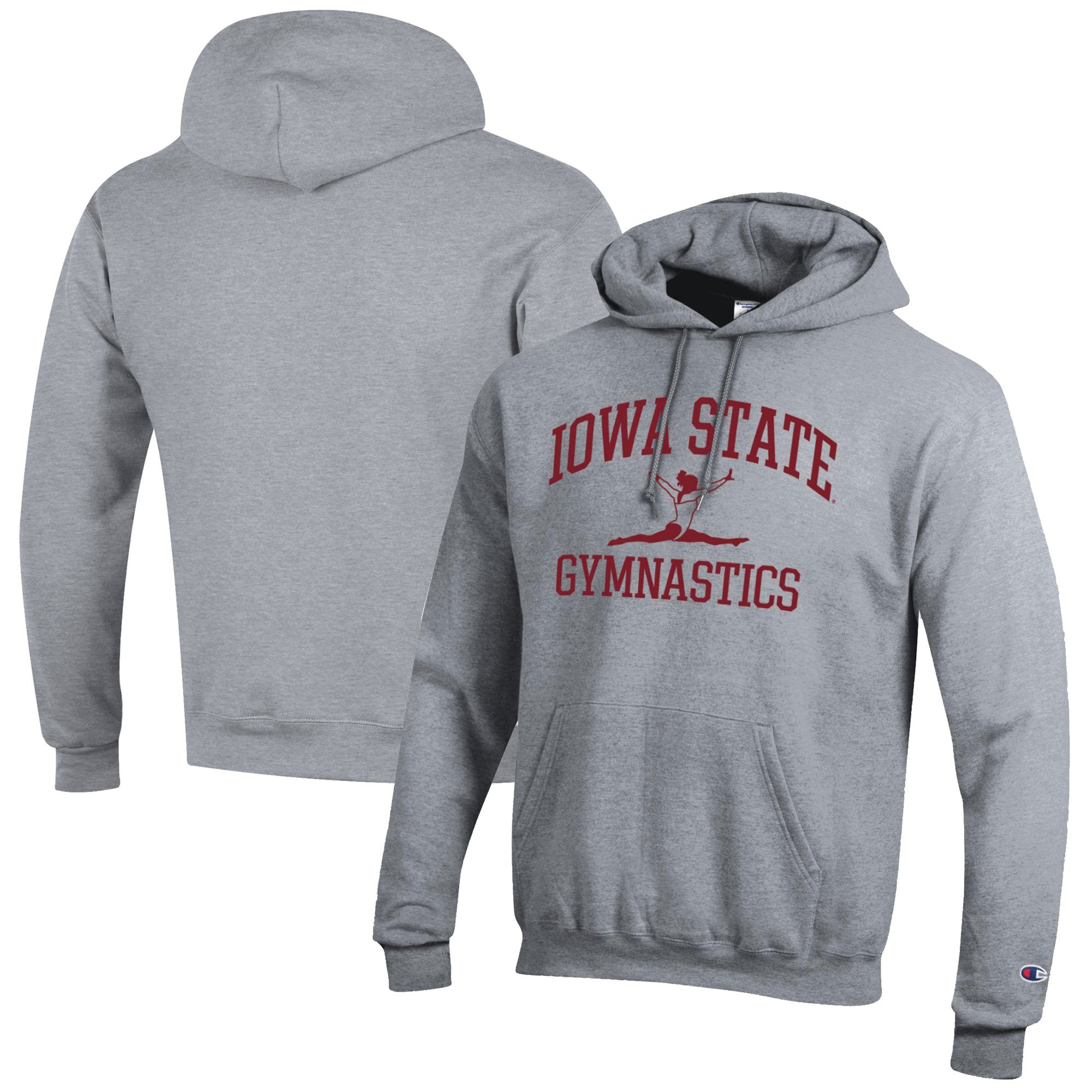 Men's Champion  Gray Iowa State Cyclones Gymnastics Icon Powerblend Pullover Hoodie