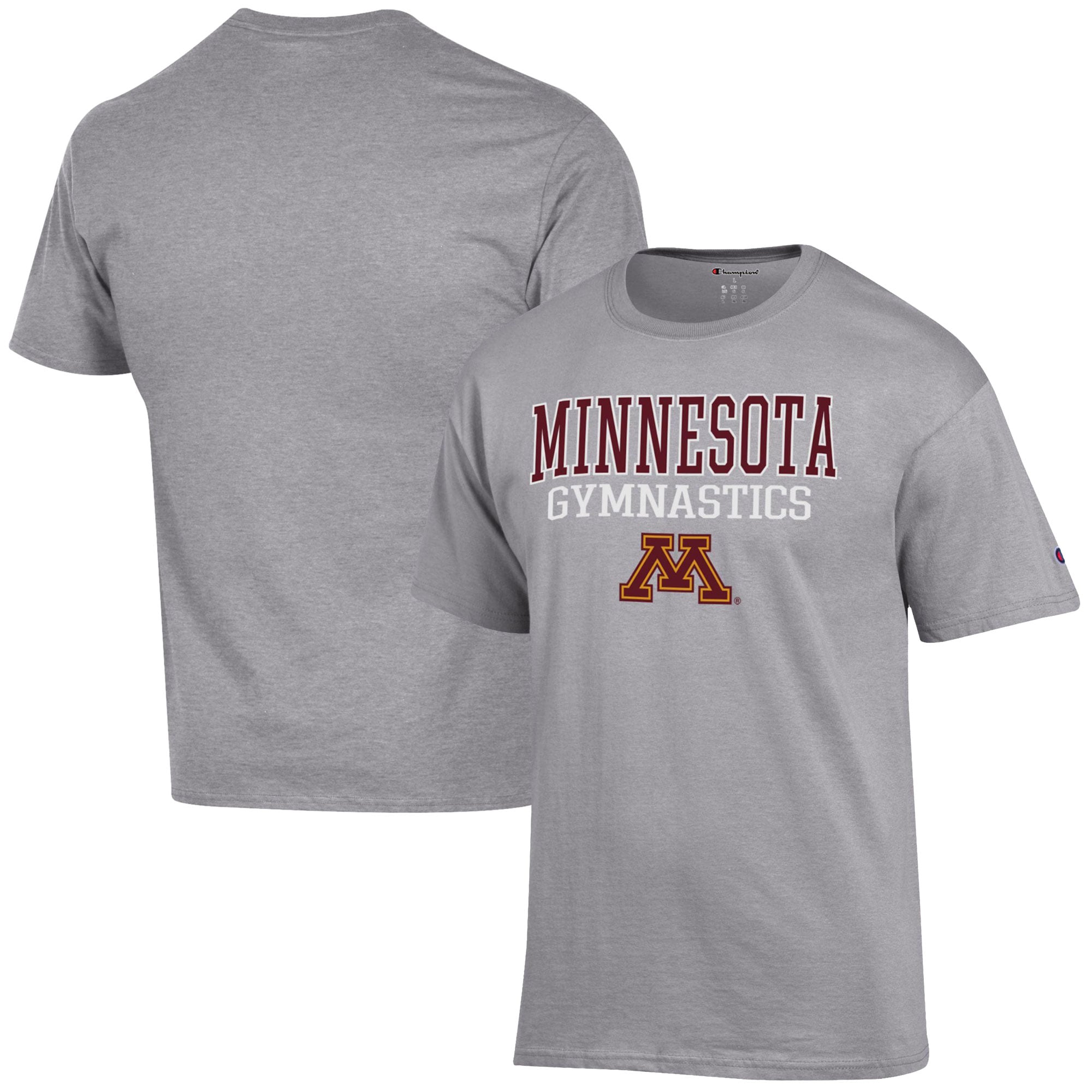 Men's Champion  Gray Minnesota Golden Gophers Gymnastics Stack T-Shirt