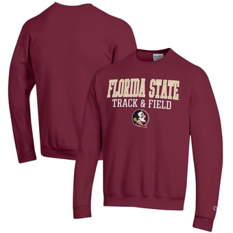 Men's Champion  Garnet Florida State Seminoles Track & Field Stack Powerblend Pullover Sweatshirt