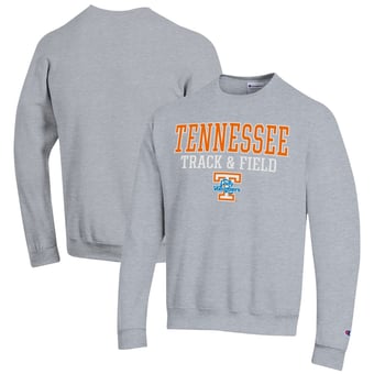 Men's Champion  Gray Tennessee Volunteers Track & Field Stack Powerblend Pullover Sweatshirt