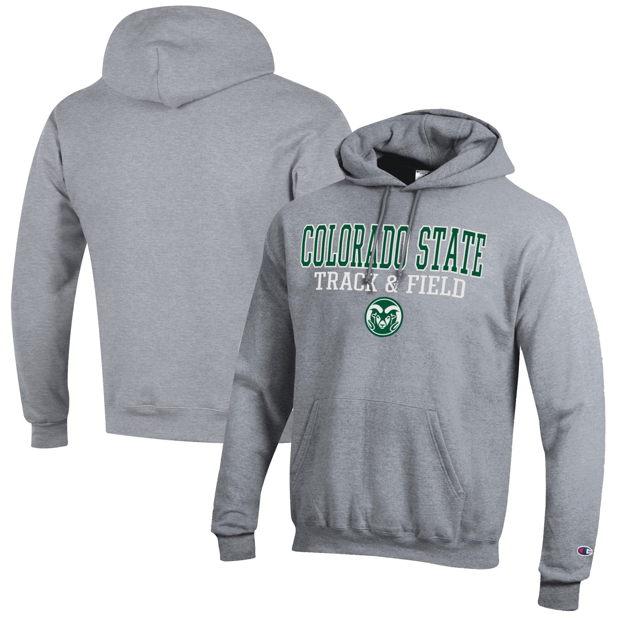 Men's Champion  Gray Colorado State Rams Track & Field Stack Powerblend Pullover Hoodie