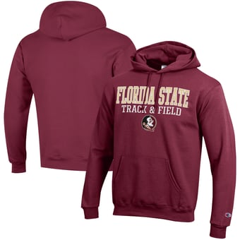 Men's Champion  Garnet Florida State Seminoles Track & Field Stack Powerblend Pullover Hoodie