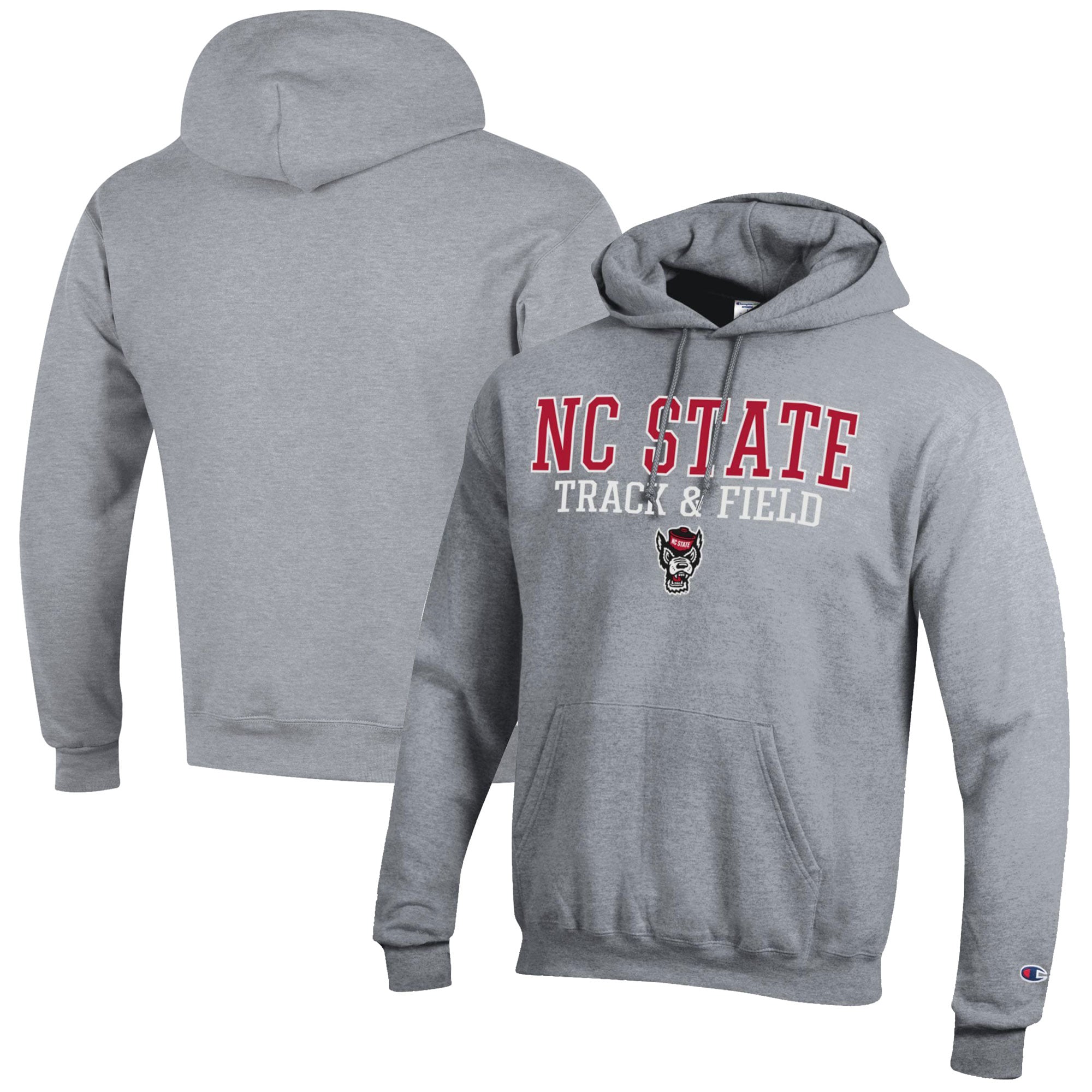 Men's Champion  Gray NC State Wolfpack Track & Field Stack Powerblend Pullover Hoodie