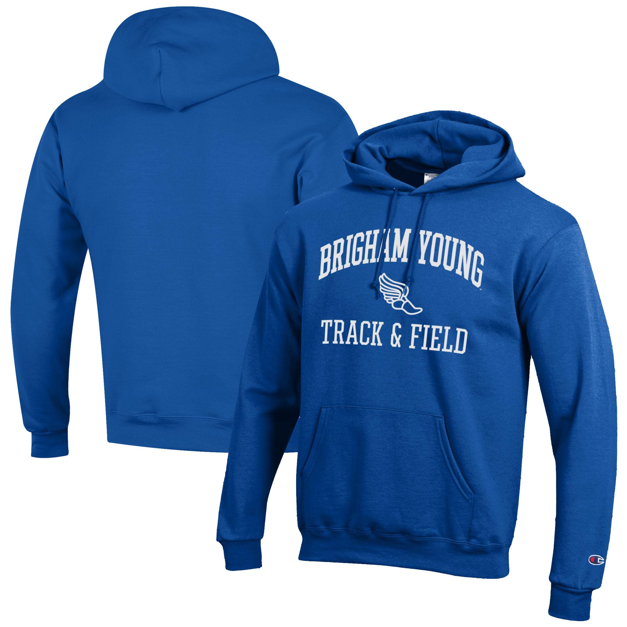 Men's Champion  Royal BYU Cougars Track & Field Icon Powerblend Pullover Hoodie