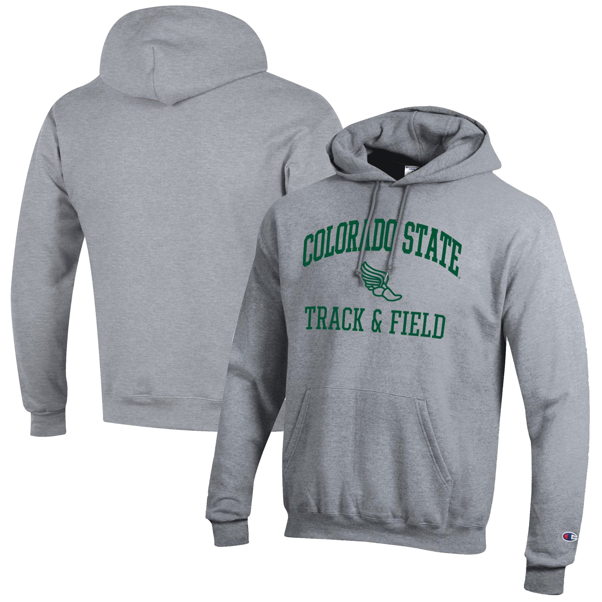 Men's Champion  Gray Colorado State Rams Track & Field Icon Powerblend Pullover Hoodie