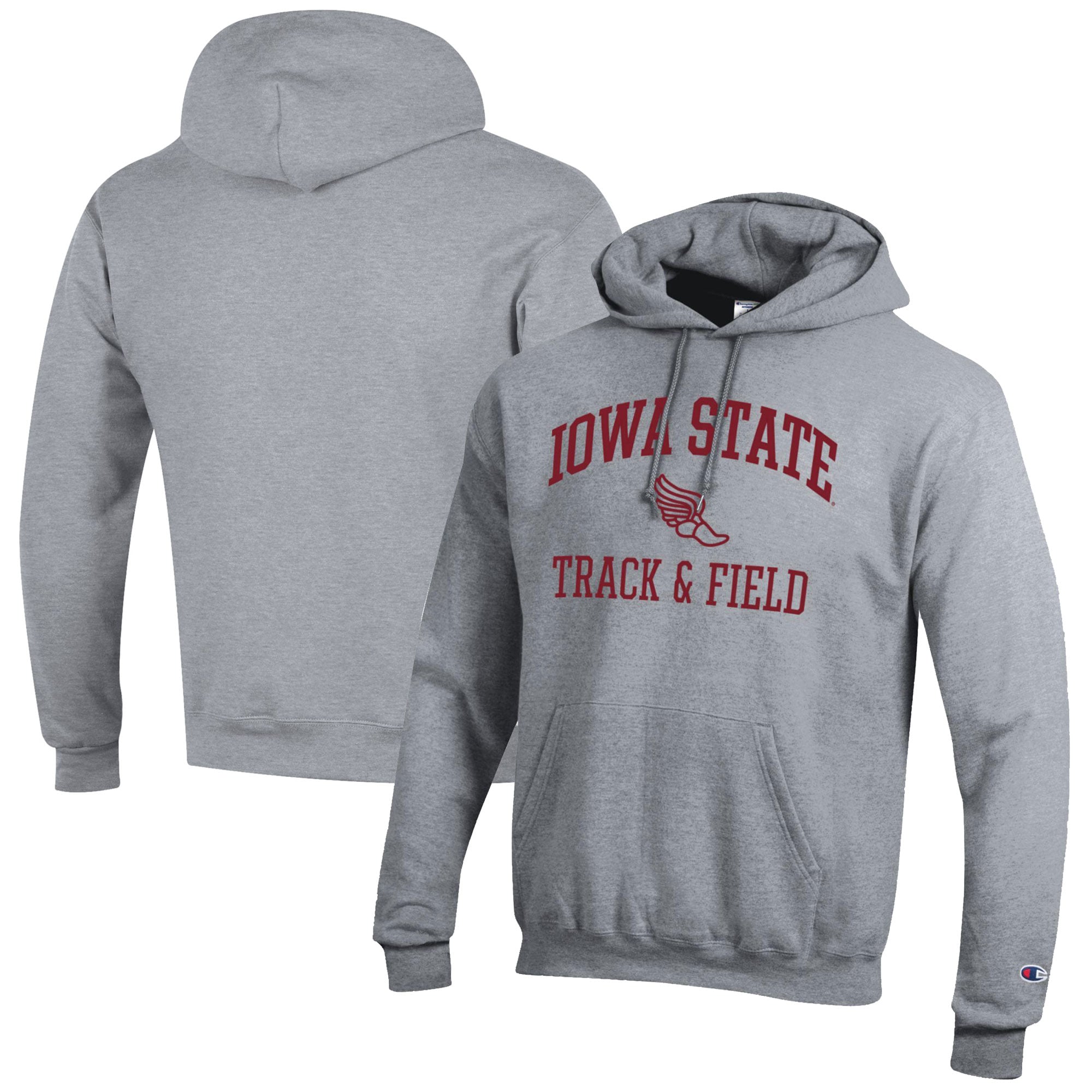 Men's Champion  Gray Iowa State Cyclones Track & Field Icon Powerblend Pullover Hoodie