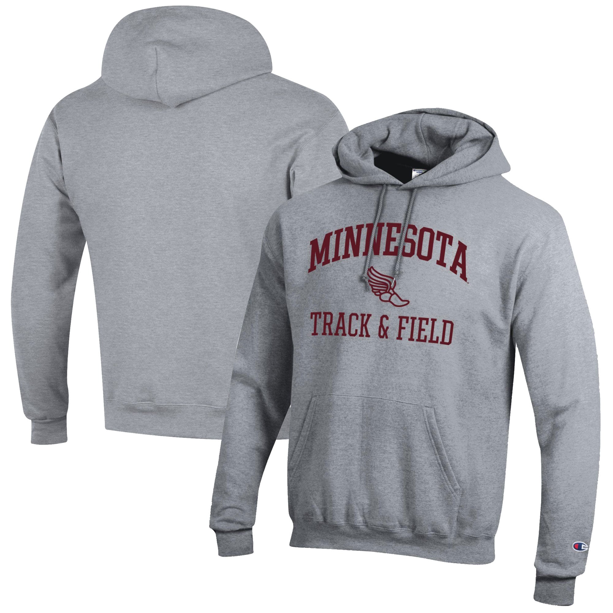 Men's Champion  Gray Minnesota Golden Gophers Track & Field Icon Powerblend Pullover Hoodie