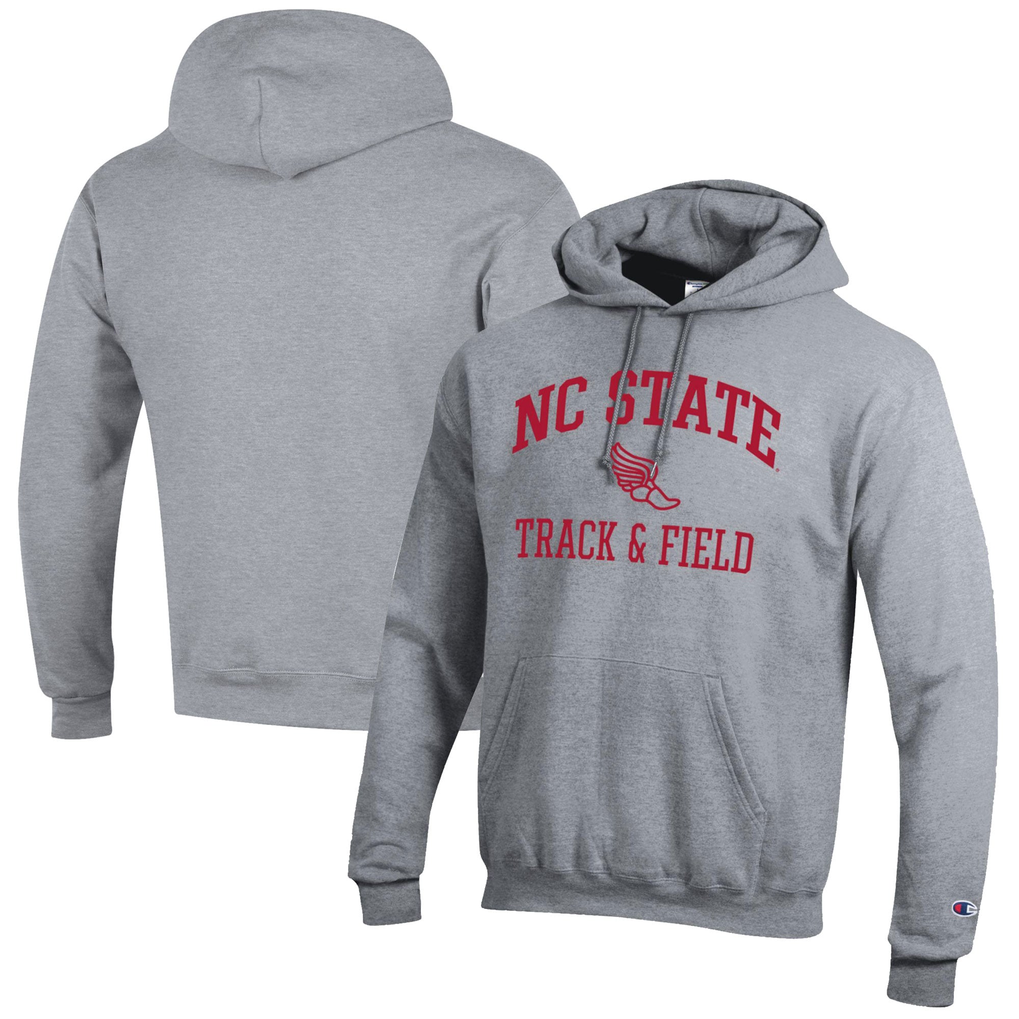 Men's Champion  Gray NC State Wolfpack Track & Field Icon Powerblend Pullover Hoodie