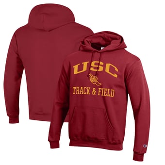 Men's Champion  Cardinal USC Trojans Track & Field Icon Powerblend Pullover Hoodie
