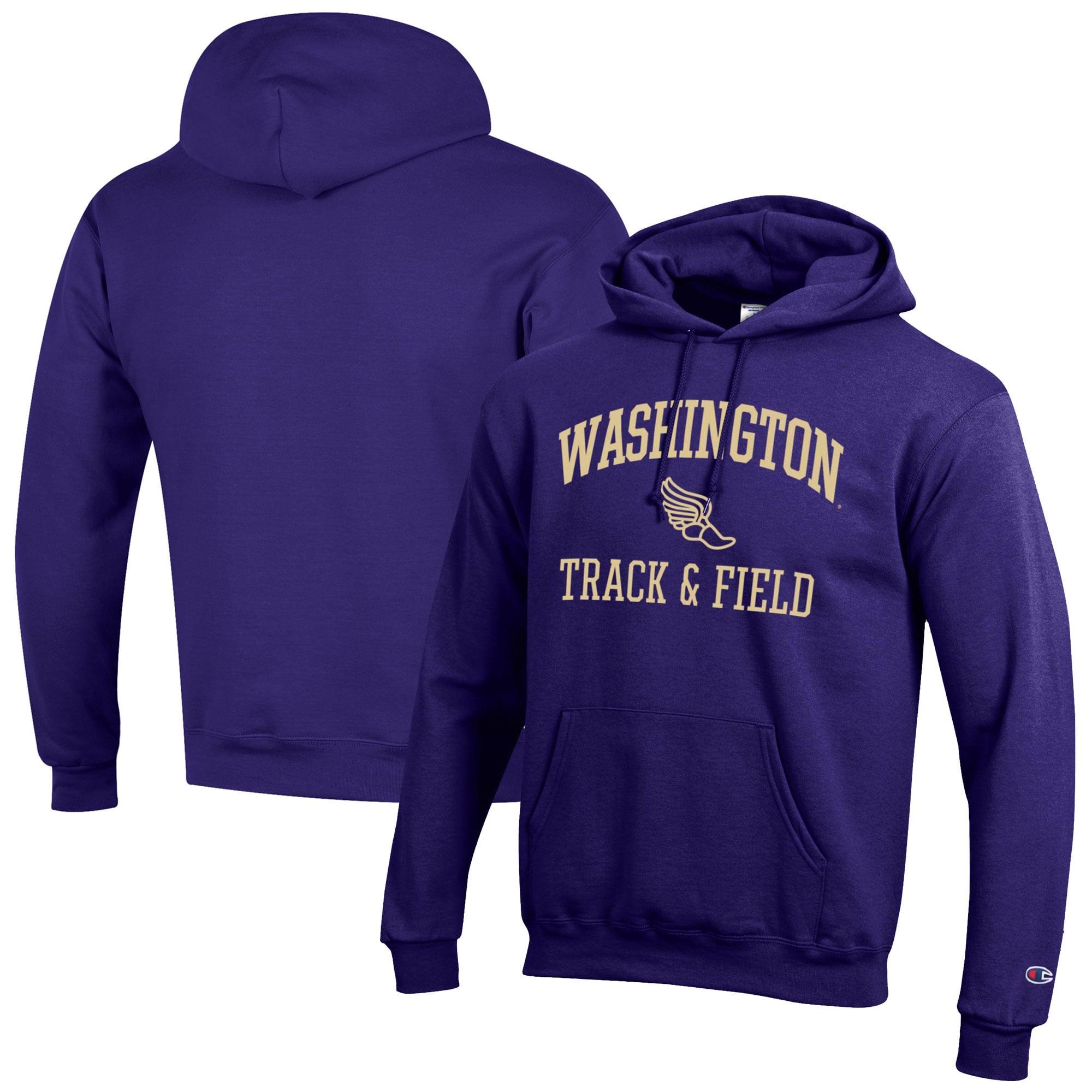 Men's Champion  Purple Washington Huskies Track & Field Icon Powerblend Pullover Hoodie