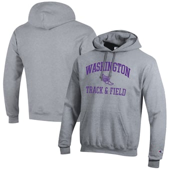 Men's Champion  Gray Washington Huskies Track & Field Icon Powerblend Pullover Hoodie
