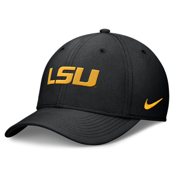 Men's Nike Black LSU Tigers Rise SwooshFlex Dri-FIT Hat