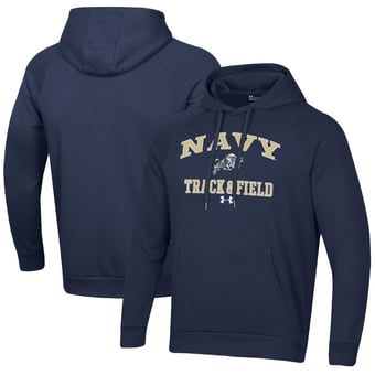 Men's Under Armour  Navy Navy Midshipmen Track & Field All Day Fleece Pullover Hoodie
