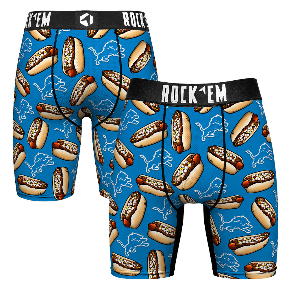 Men's Rock Em Blue Detroit Lions Coney Dogs Boxer Briefs
