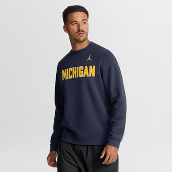 Men's Jordan Brand Navy Michigan Wolverines 2026 Sideline Club Sweatshirt