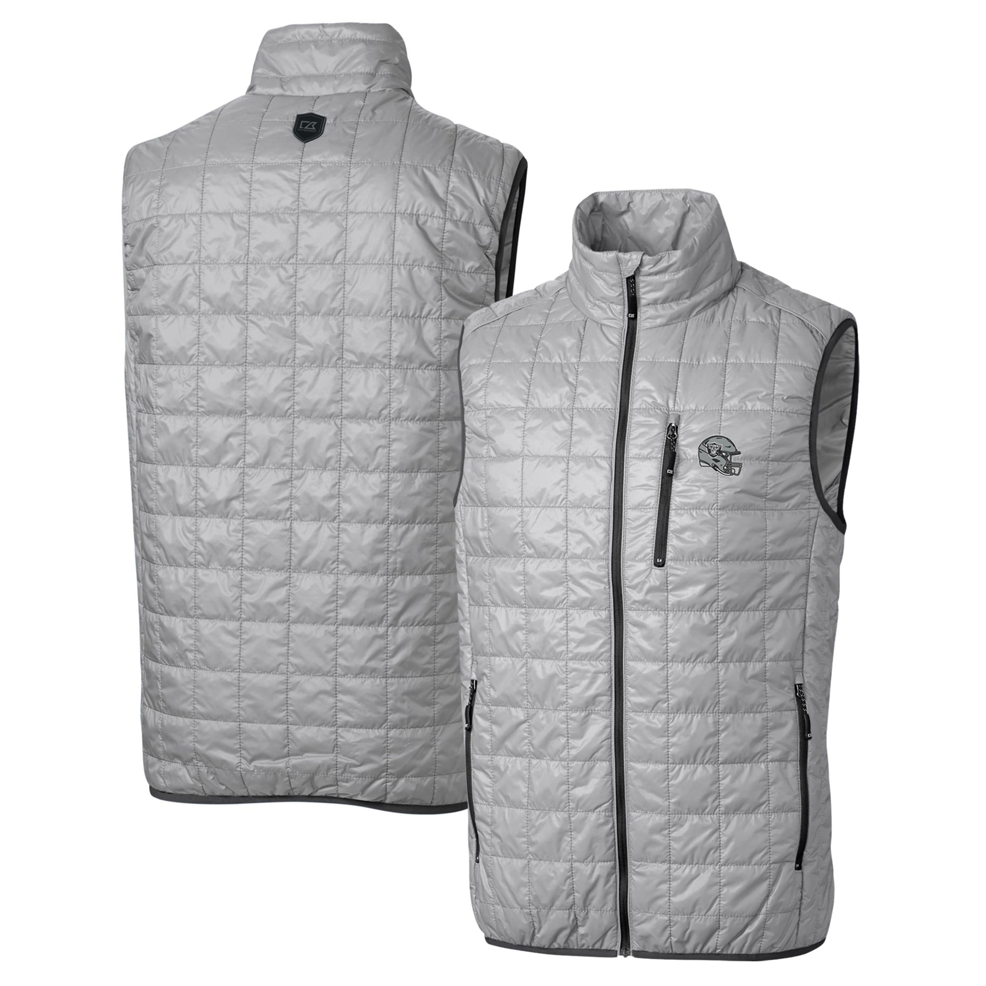 Men’s Cutter & Buck Silver Las Vegas Raiders Helmet Rainier PrimaLoft Eco Insulated Full-Zip Puffer Vest Men’s Cutter & Buck Silver Las Vegas Raiders Helmet Rainier PrimaLoft Eco Insulated Full-Zip Puffer Vest