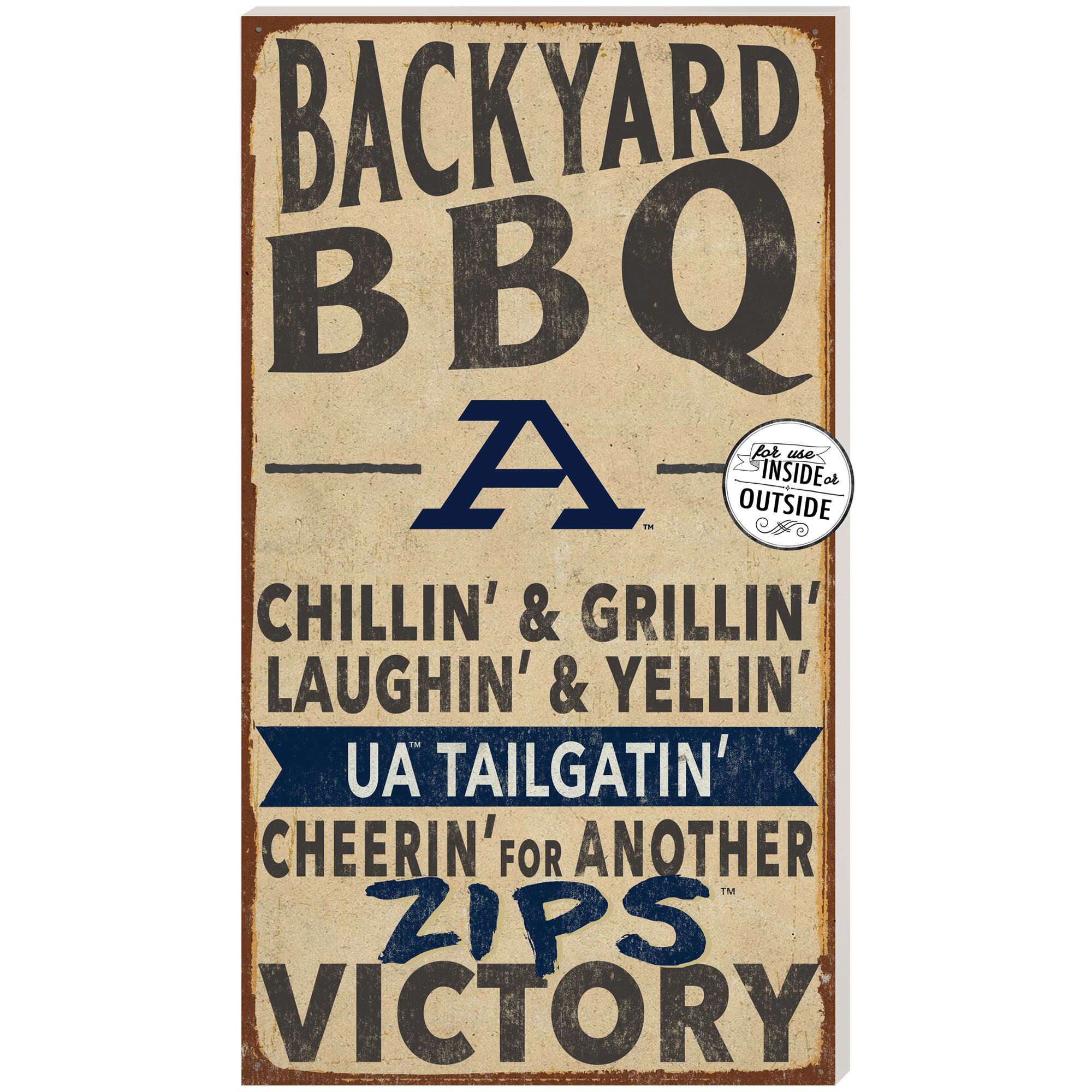 Akron Zips 11” x 20” Indoor/Outdoor BBQ Sign
