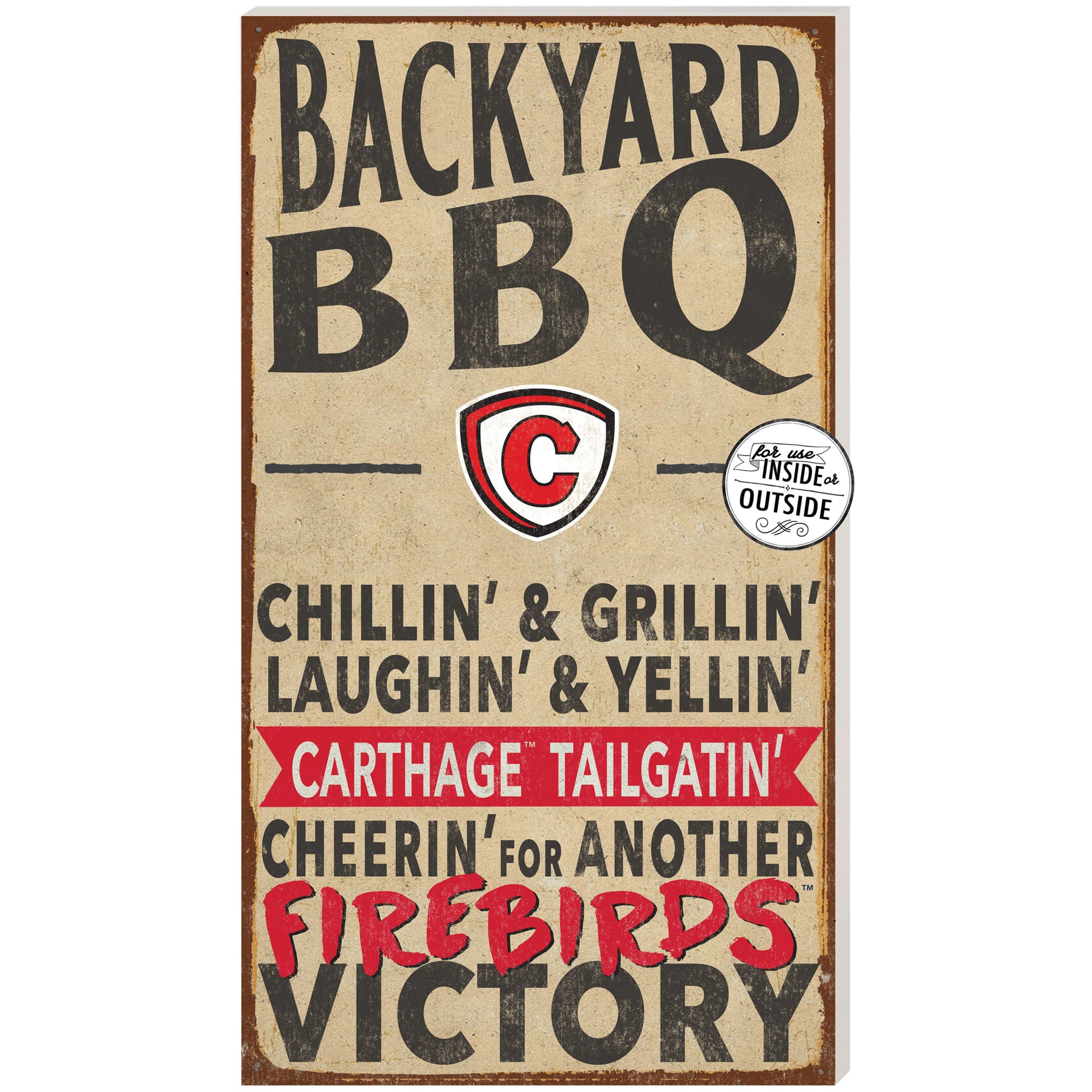 Carthage Firebirds 11'' x 20'' Indoor/Outdoor BBQ Sign