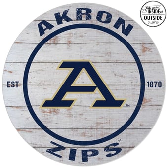 Akron Zips 20'' Indoor/Outdoor Weathered Circle Sign