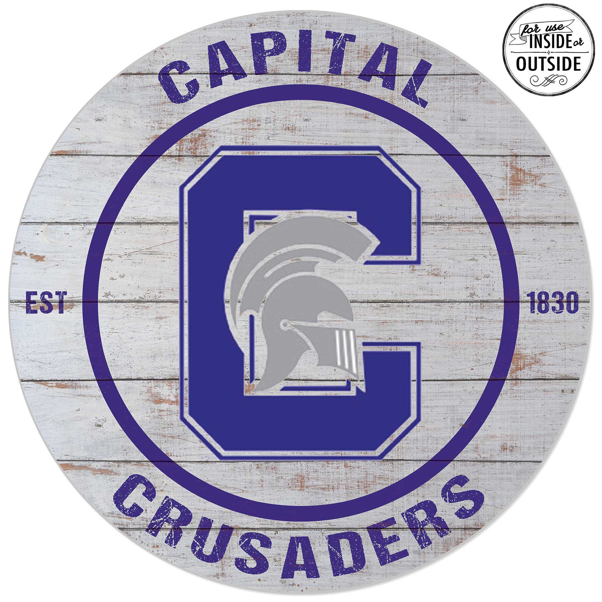 Capital University Comets 20'' Indoor/Outdoor Weathered Circle Sign