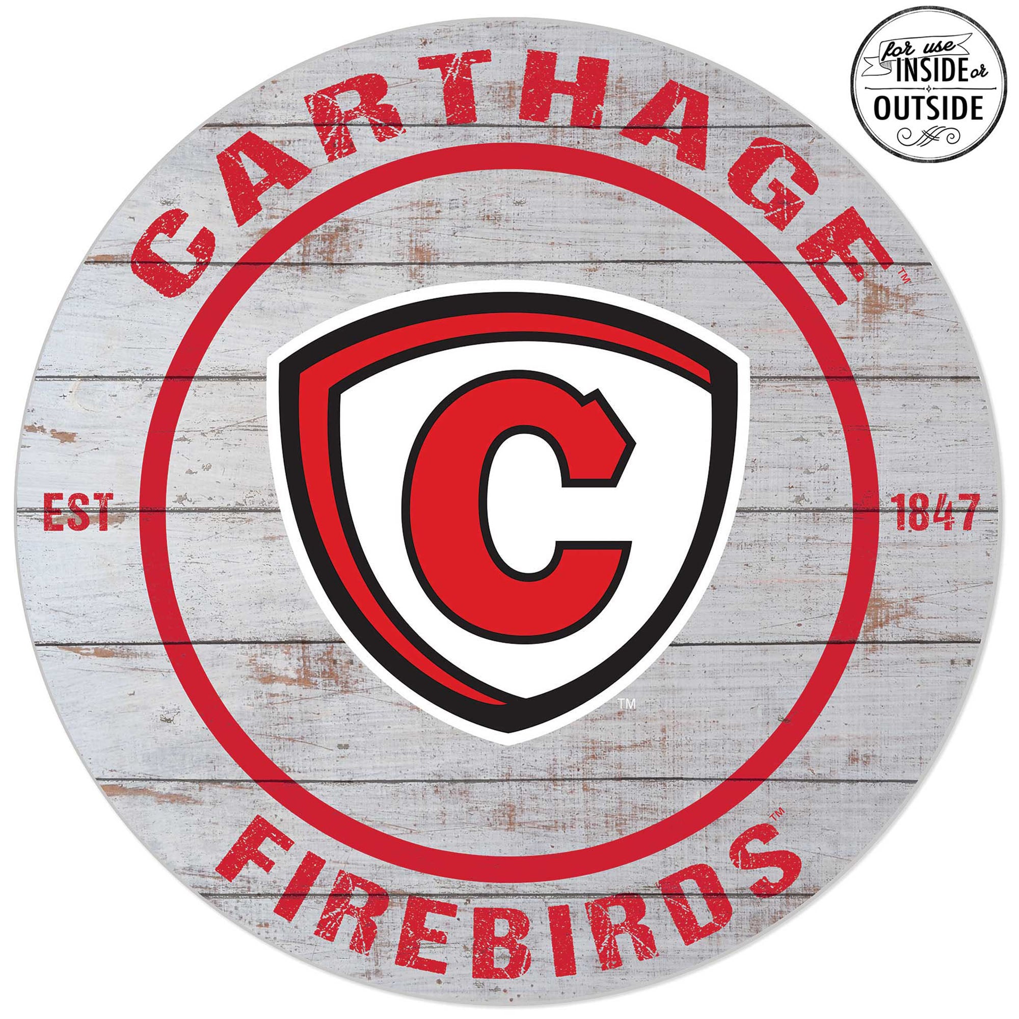 Carthage Firebirds 20'' Indoor/Outdoor Weathered Circle Sign