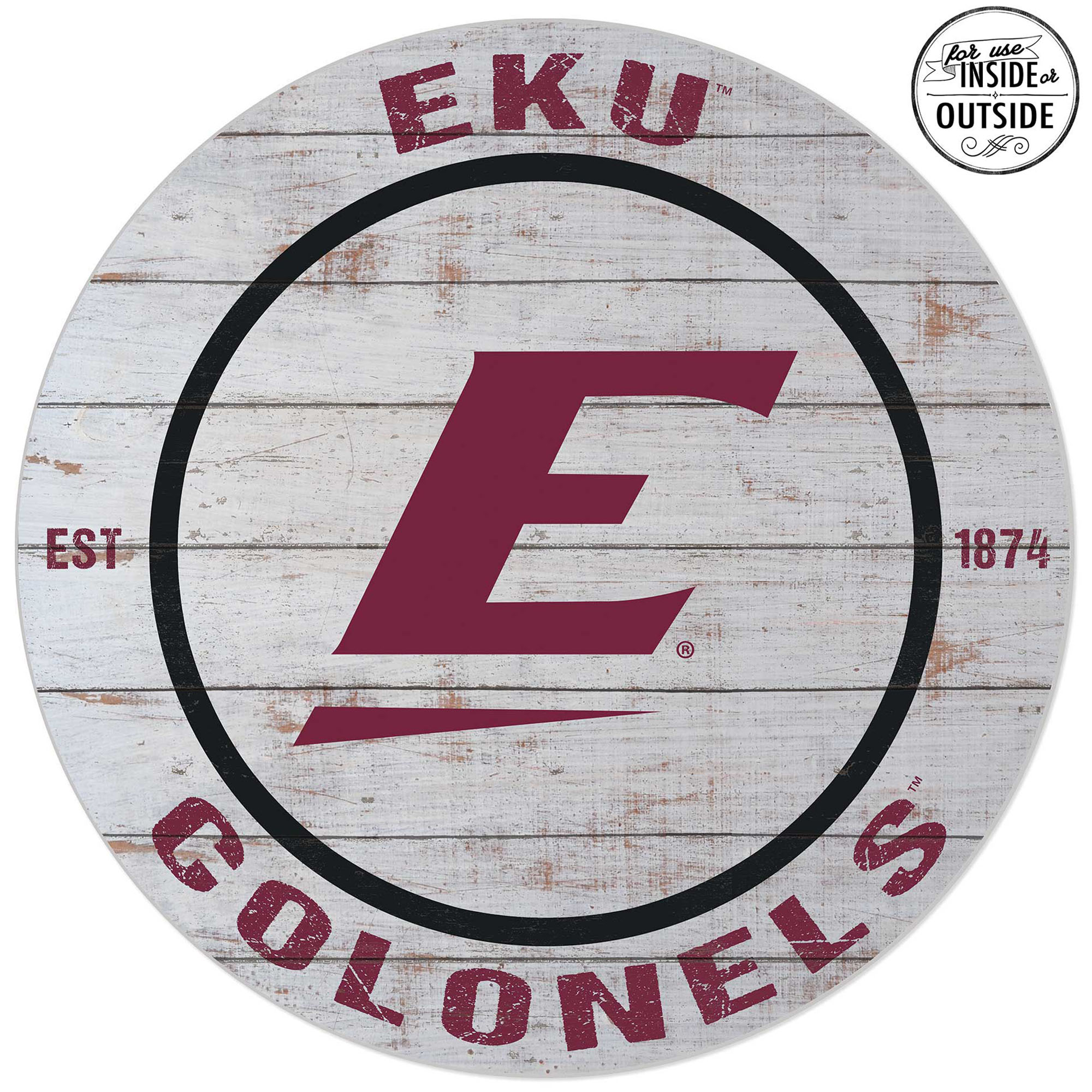 Eastern Kentucky Colonels 20'' Indoor/Outdoor Weathered Circle Sign