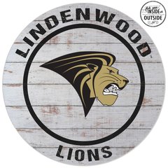 Lindenwood Lions 20'' Indoor/Outdoor Weathered Circle Sign