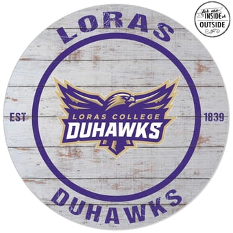 Loras College Duhawks 20'' Indoor/Outdoor Weathered Circle Sign
