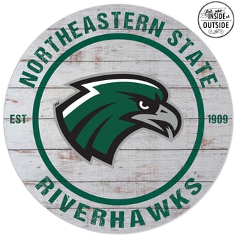 Northeastern State Riverhawks 20'' Indoor/Outdoor Weathered Circle Sign