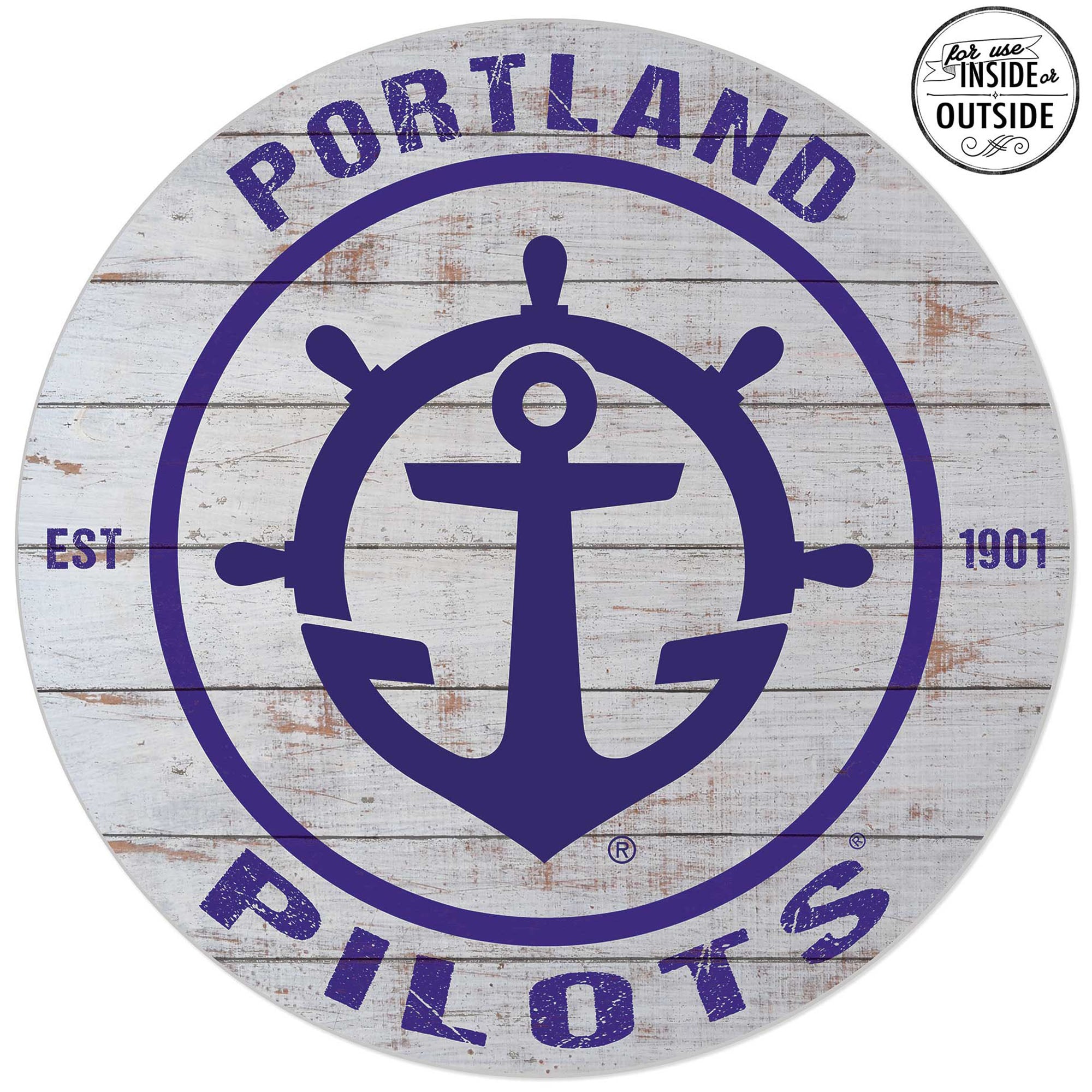 Portland Pilots 20'' Indoor/Outdoor Weathered Circle Sign