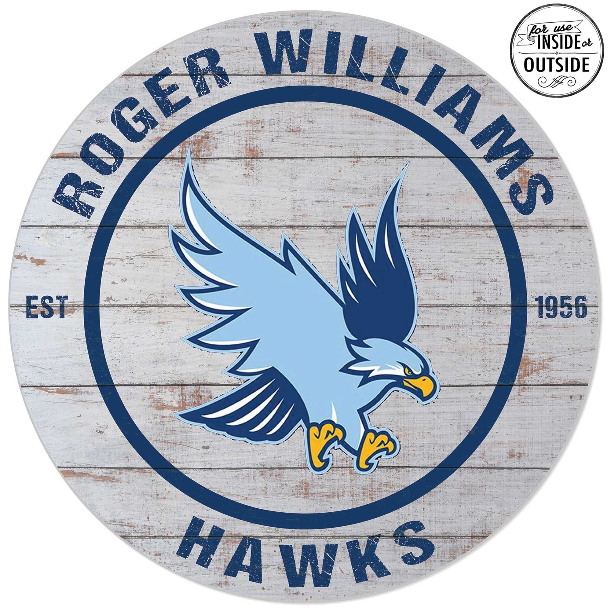 RWU Hawks 20'' Indoor/Outdoor Weathered Circle Sign